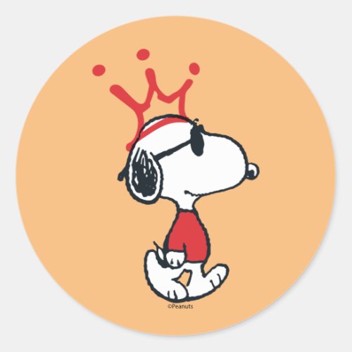 Snoopy _ Joe Cool Crown Classic Round Sticker