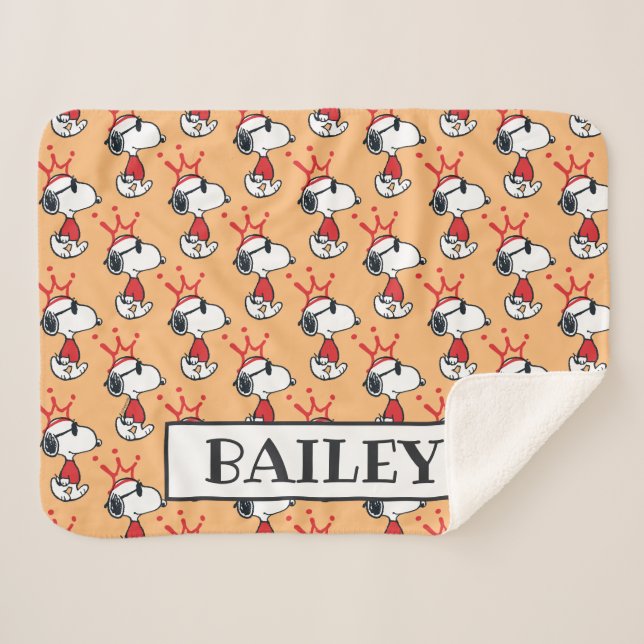 Snoopy - Joe Cool Crown Sherpa Blanket (Front (Horizontal))