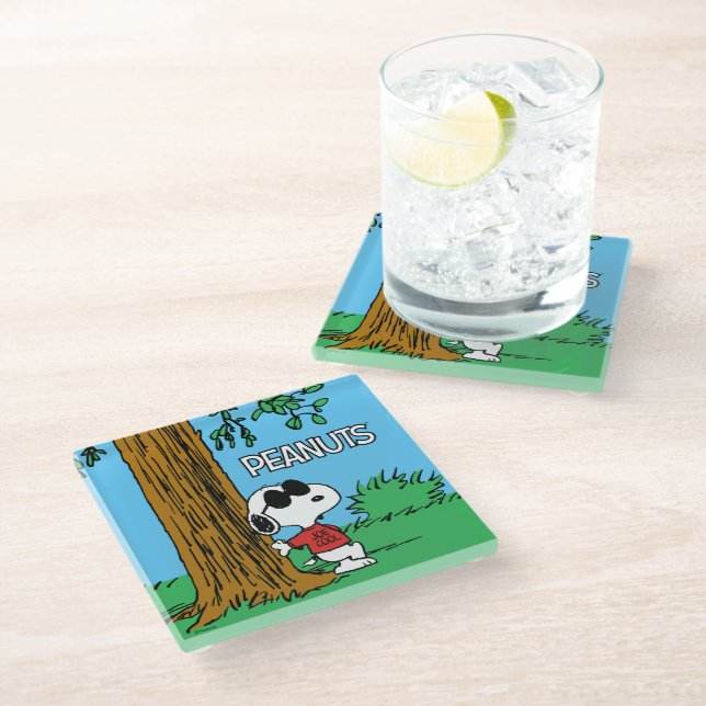 Snoopy "Joe Cool" Standing Glass Coaster (Angled)