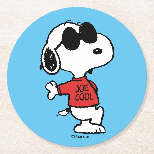 Snoopy "Joe Cool" Standing Round Paper Coaster (Front)