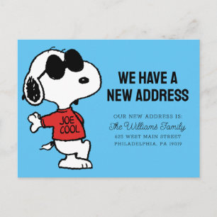 Snoopy "Joe Cool" We Have A New Address Postcard
