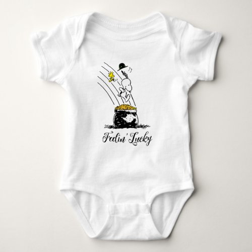 Snoopy Jumping into Pot of Gold Baby Bodysuit