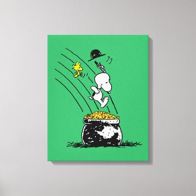 Snoopy Jumping into Pot of Gold Canvas Print (Front)