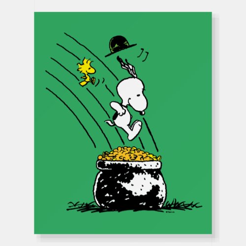 Snoopy Jumping into Pot of Gold Foam Board