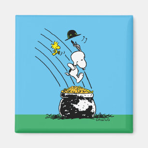 Snoopy Jumping into Pot of Gold Magnet