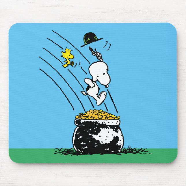 Snoopy Jumping into Pot of Gold Mouse Pad (Front)