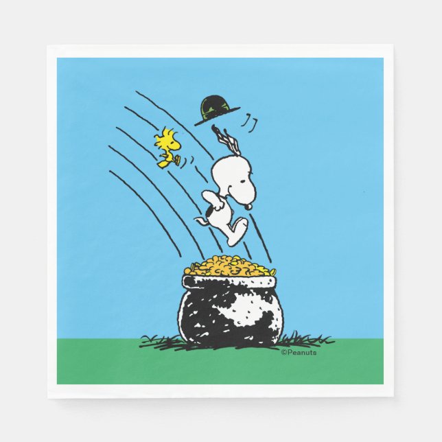 Snoopy Jumping into Pot of Gold Napkins (Front)