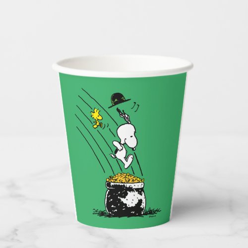 Snoopy Jumping into Pot of Gold Paper Cups