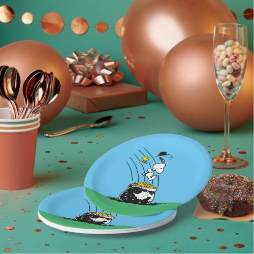 Snoopy Jumping into Pot of Gold Paper Plates