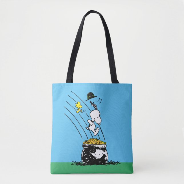 Snoopy Jumping into Pot of Gold Tote Bag (Front)