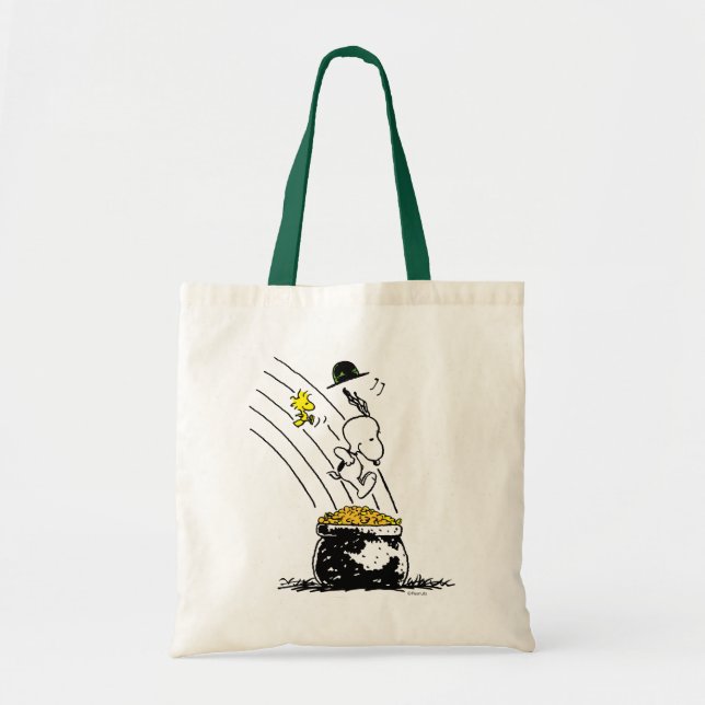 Snoopy Jumping into Pot of Gold Tote Bag (Front)