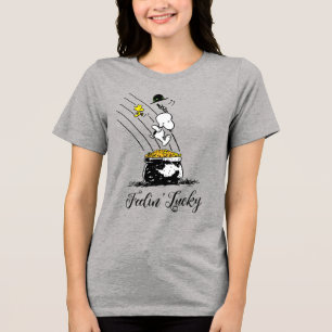 Snoopy Jumping into Pot of Gold Tri-Blend Shirt
