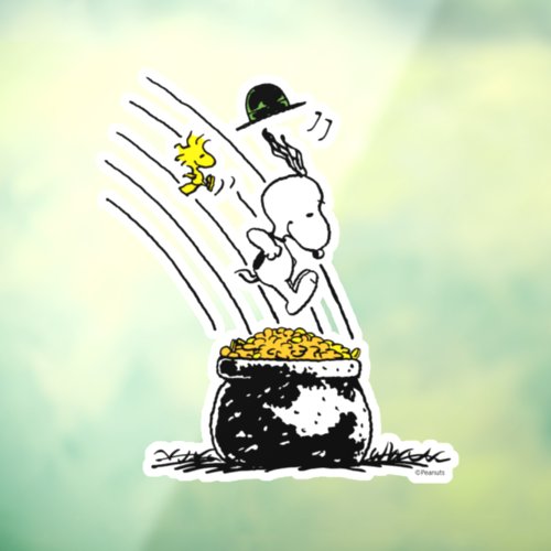 Snoopy Jumping into Pot of Gold Window Cling