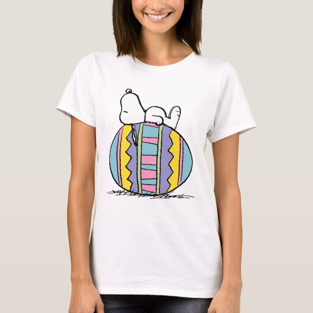 Snoopy Laying on Easter Egg  T-Shirt (Front)