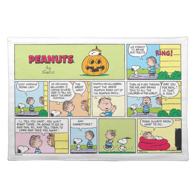 Snoopy & Linus | The Great Pumpkin News Cloth Placemat (Front)