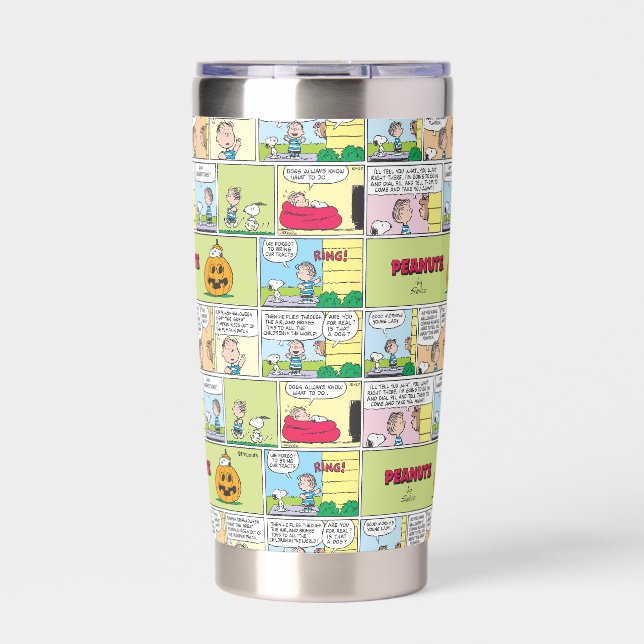 Snoopy & Linus | The Great Pumpkin News Insulated Tumbler (Front)