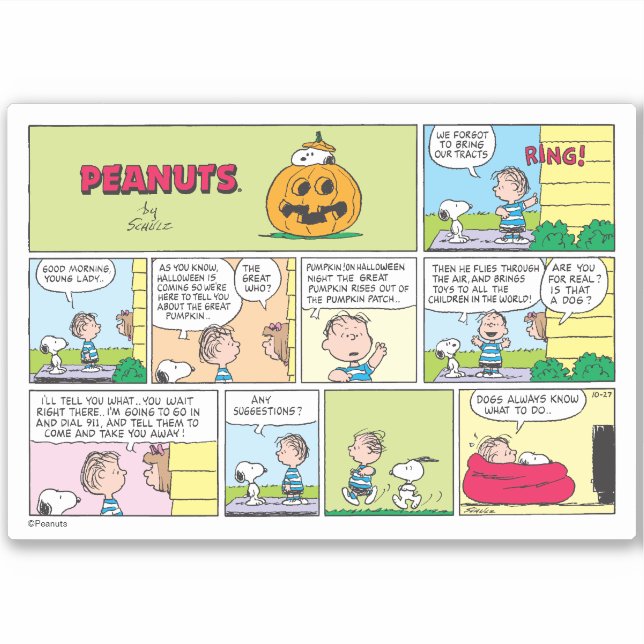 Snoopy & Linus | The Great Pumpkin News Sticker (Front)