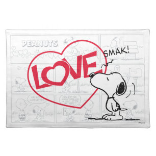Snoopy "Love" Comic Strip Graphic Cloth Placemat