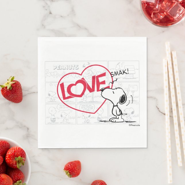 Snoopy "Love" Comic Strip Graphic Napkins (Insitu)