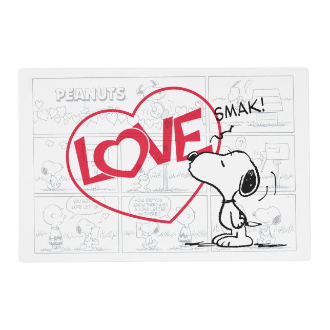 Snoopy "Love" Comic Strip Graphic Placemat (Front)