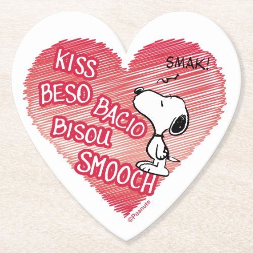 Snoopy Multilingual Kiss Paper Coaster