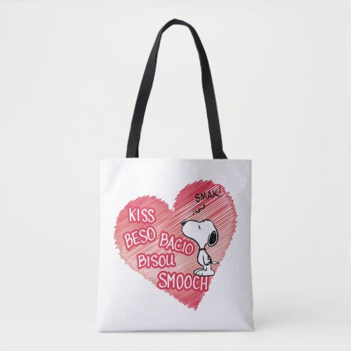 Snoopy Multilingual Kiss Tote Bag