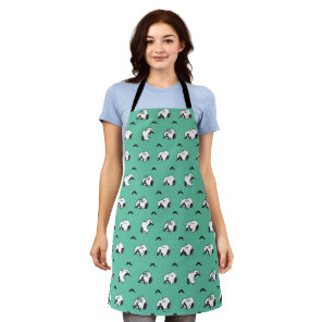 Snoopy Mustaches & Teal Pattern Apron