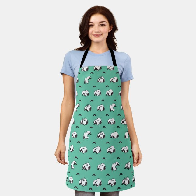 Snoopy Mustaches & Teal Pattern Apron (Worn)