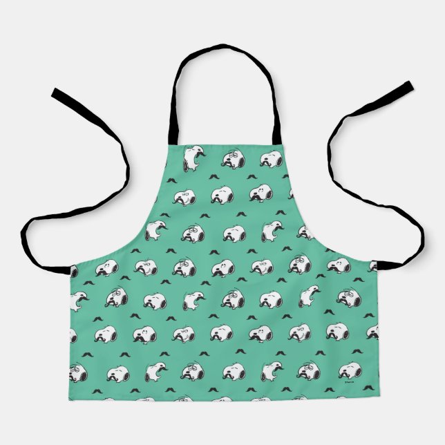 Snoopy Mustaches & Teal Pattern Apron (Front)