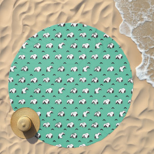 Snoopy Mustaches & Teal Pattern Beach Towel