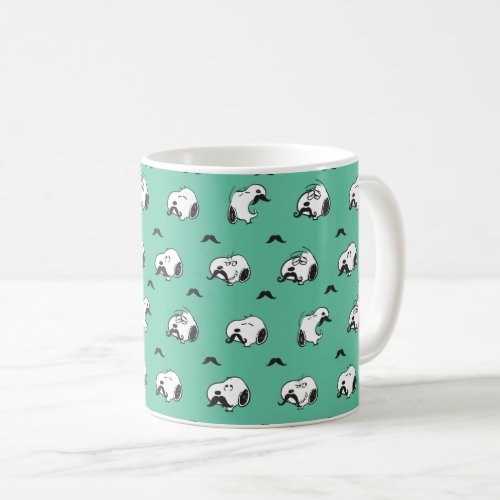 Snoopy Mustaches  Teal Pattern Coffee Mug