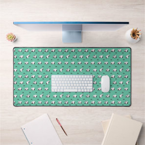 Snoopy Mustaches & Teal Pattern Desk Mat