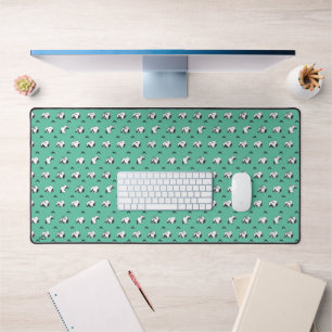 Snoopy Mustaches & Teal Pattern Desk Mat