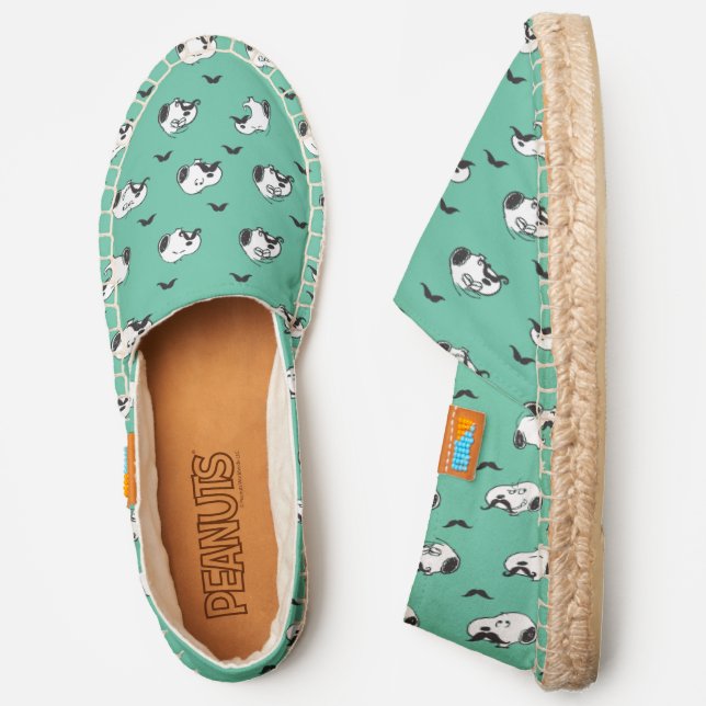 Snoopy Mustaches & Teal Pattern Espadrilles (Side)