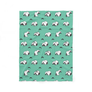 Snoopy Mustaches & Teal Pattern Fleece Blanket