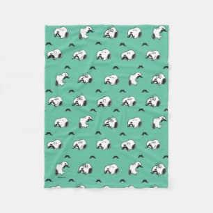 Snoopy Mustaches & Teal Pattern Fleece Blanket