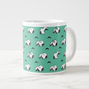 Snoopy Mustaches & Teal Pattern Giant Coffee Mug