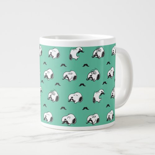 Snoopy Mustaches  Teal Pattern Giant Coffee Mug