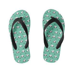 Snoopy Mustaches & Teal Pattern Kid's Flip Flops
