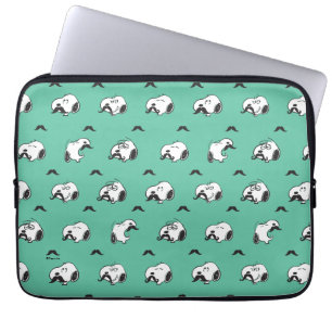 Snoopy Mustaches & Teal Pattern Laptop Sleeve