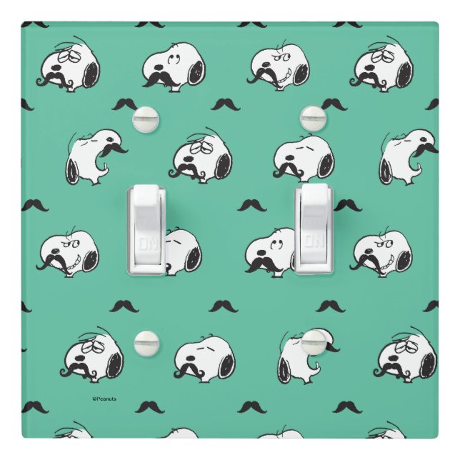 Snoopy Mustaches & Teal Pattern Light Switch Cover (In Situ)