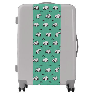 Snoopy Mustaches & Teal Pattern Luggage
