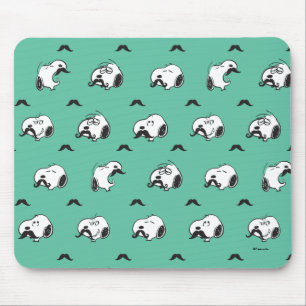 Snoopy Mustaches & Teal Pattern Mouse Pad