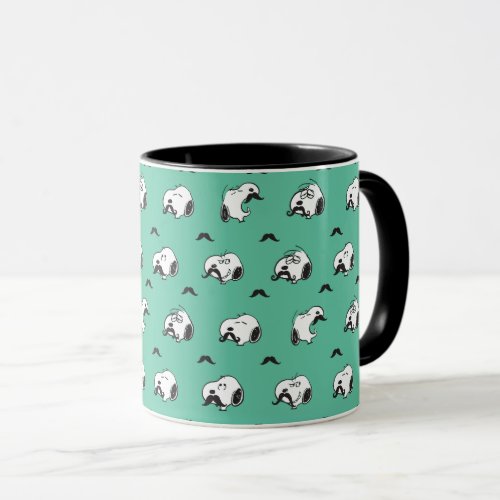 Snoopy Mustaches  Teal Pattern Mug