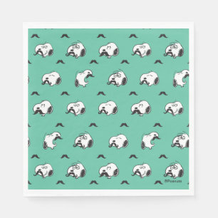 Snoopy Mustaches & Teal Pattern Napkins
