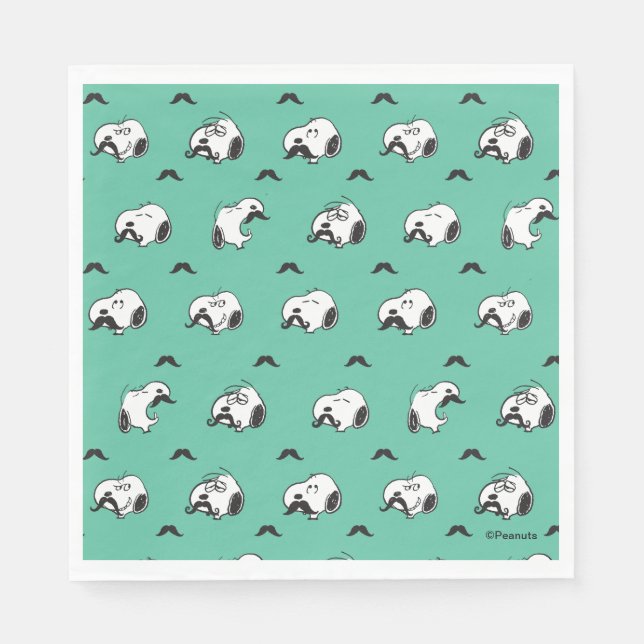 Snoopy Mustaches & Teal Pattern Napkins (Front)