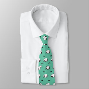 Snoopy Mustaches & Teal Pattern Neck Tie