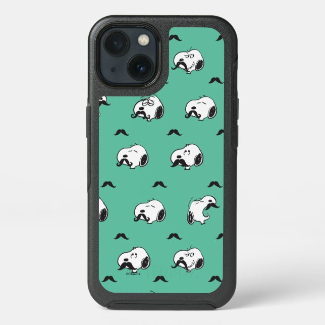 Snoopy Mustaches & Teal Pattern Otterbox iPhone Case (Back)