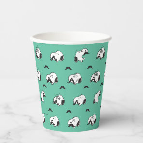 Snoopy Mustaches & Teal Pattern Paper Cups