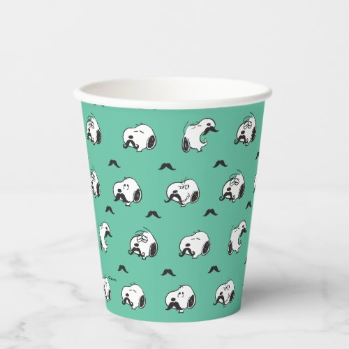Snoopy Mustaches  Teal Pattern Paper Cups